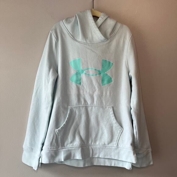 Under Armour Girls Fleece Hoodie Sweatshirt Light Blue Size Youth Medium - Picture 1 of 6
